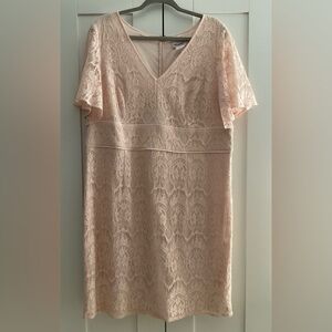Adrianna Papell NWT Blush Pink/Peach Lace Dress Bridal/Mother of Bride Size 16W